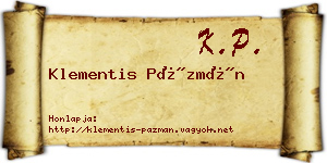 Klementis Pázmán névjegykártya